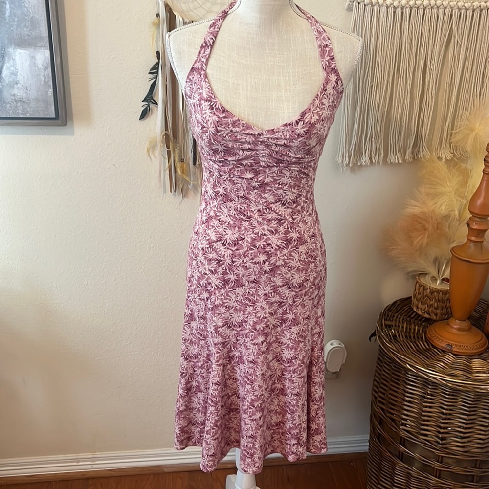 BCBGMAXAZRIA Halter Dress with Pink Floral Print Pattern/ Size Small